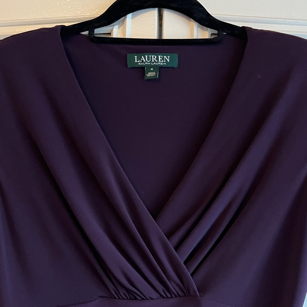 Dark Purple Draped Women's Dress - Picture 2 of 8